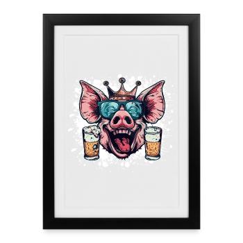 Bière de porc drôle - Affiche encadrée (27 × 37 cm) - noir - Devant