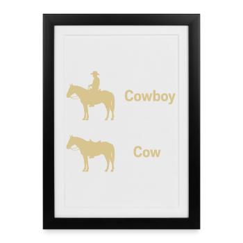 Funny Cow Texas Farmer Parody Irony Cowboy - Framed poster (27 × 37 cm) - black - Front
