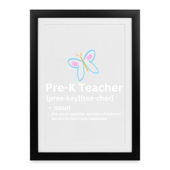 Définition du nom drôle pour enseignant de maternelle - Affiche encadrée (27 × 37 cm) - noir - Devant