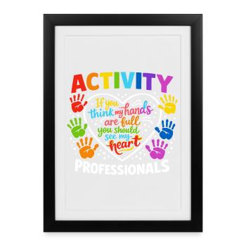 Activity Professionals Heart Colorful Handprints of the - Framed poster (27 × 37 cm) - black - Front