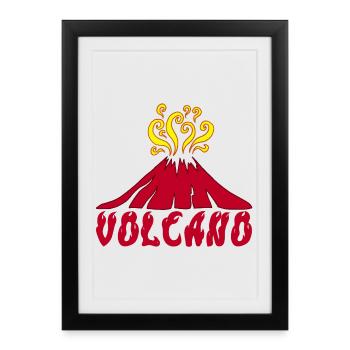 Volcan en éruption - Affiche encadrée (27 × 37 cm) - noir - Devant