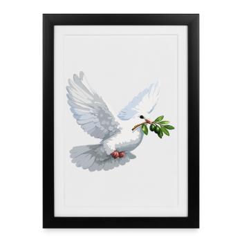 Dove with Olive Branch - Framed poster (27 × 37 cm) - black - Front