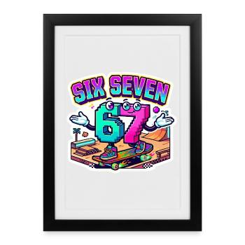 67 Retro Skateboard Design - Affiche encadrée (27 × 37 cm) - noir - Devant