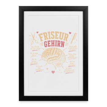 Name  Friseur Gehirn Humor Shirt - Gerahmtes Poster (27 × 37 cm) - Schwarz - Vorne