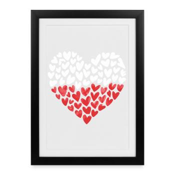 Polish Flag Poland Heart Hearts - Framed poster (27 × 37 cm) - black - Front