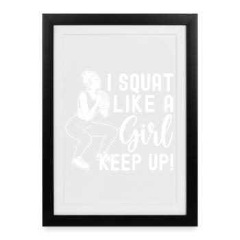 Les accros à la salle de sport s’accroupissent comme une fille de calisténisme Fitness - Affiche encadrée (27 × 37 cm) - noir - Devant