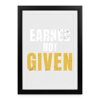 Mérité, pas donné, discipline, travail acharné - Affiche encadrée (27 × 37 cm) - noir - Devant