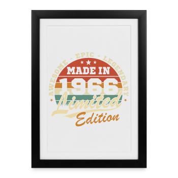 1966 Vintage Rétro Cadeau D'anniversaire - Affiche encadrée (27 × 37 cm) - noir - Devant