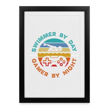 Dictons drôles de nageurs et conception de clubs de natation - Affiche encadrée (27 × 37 cm) - noir - Devant