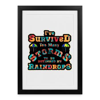 I've survived to many storms to be bothered by  - Framed poster (27 × 37 cm) - black - Front