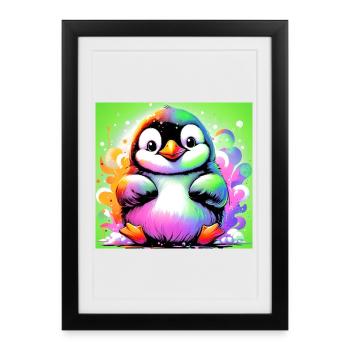 penguin - Framed poster (27 × 37 cm) - black - Front