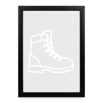 Chaussures de randonnée cadeau randonnée alpiniste - Affiche encadrée (27 × 37 cm) - noir - Devant