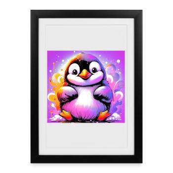penguin - Framed poster (27 × 37 cm) - black - Front