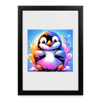 penguin - Framed poster (27 × 37 cm) - black - Front