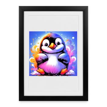 penguin - Framed poster (27 × 37 cm) - black - Front