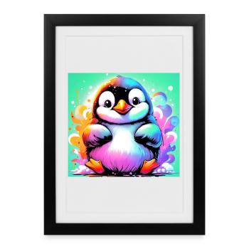 penguin - Framed poster (27 × 37 cm) - black - Front