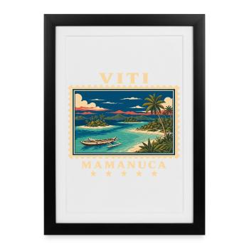 Fiji Mamanuca Vintage Travel Brand - Framed poster (27 × 37 cm) - black - Front