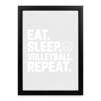 Eat. Sleep. Volleyball. Repeat. - Framed poster (27 × 37 cm) - black - Front