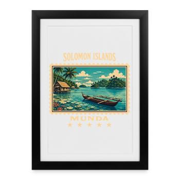 Solomon Islands Munda Vintage Travel Brand - Framed poster (27 × 37 cm) - black - Front