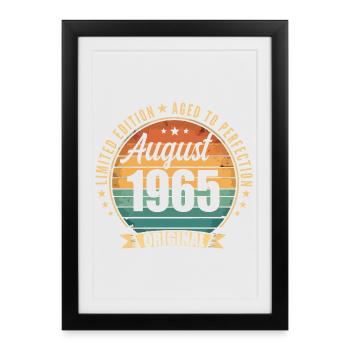 Août 1965 Anniversaire Édition Limitée Vintage - Affiche encadrée (27 × 37 cm) - noir - Devant