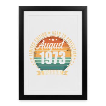 Août 1973 Anniversaire Édition Limitée Vintage - Affiche encadrée (27 × 37 cm) - noir - Devant