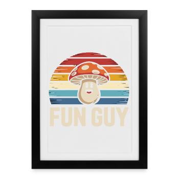 Funny Mushroom Retro Design With Fun Guy - Framed poster (27 × 37 cm) - black - Front