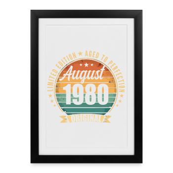 Vintage Août 1980 Anniversaire Édition Limitée  - Affiche encadrée (27 × 37 cm) - noir - Devant