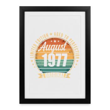 Vintage Août 1977 Anniversaire Édition Limitée  - Affiche encadrée (27 × 37 cm) - noir - Devant