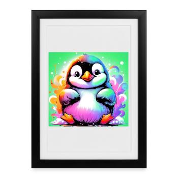 pingouin - Affiche encadrée (27 × 37 cm) - noir - Devant