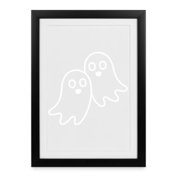 Ghost duo in line art - Framed poster (27 × 37 cm) - black - Front