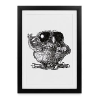 Cool Owl - Framed poster (27 × 37 cm) - black - Front