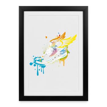 Sneaker graffiti with wings - Framed poster (27 × 37 cm) - black - Front