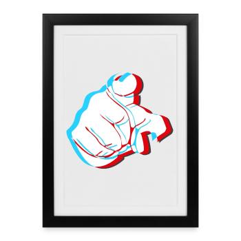 Je vous veux - doigt 3D - Affiche encadrée (27 × 37 cm) - noir - Devant