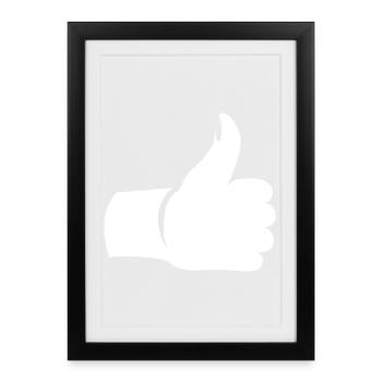 Pouce levé – Symbole de la main - Affiche encadrée (27 × 37 cm) - noir - Devant