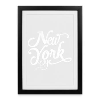 New York City | Vintage Distressed Script Art - Framed poster (27 × 37 cm) - black - Front