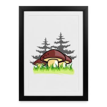 mushrooms forest nature gift idea - Framed poster (27 × 37 cm) - black - Front