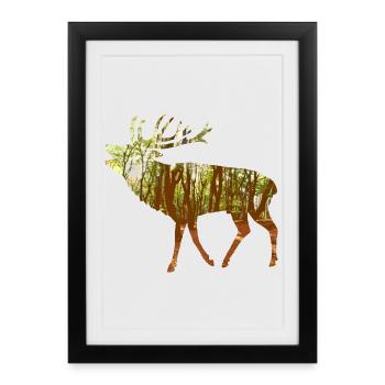 cerf - Affiche encadrée (27 × 37 cm) - noir - Devant