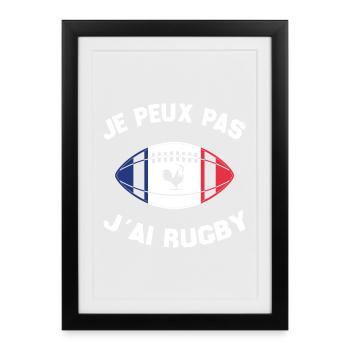 Je Peux Pas J'ai Rugby - Affiche encadrée (27 × 37 cm) - noir - Devant