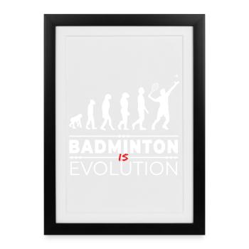 Badminton is evolution - Message Humour Parodie - Framed poster (27 × 37 cm) - black - Front
