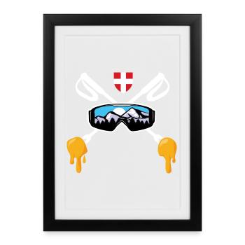 Savoie Ski et fondue savoyarde Cadeau Haute Savoie - Affiche encadrée (27 × 37 cm) - noir - Devant