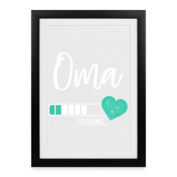 Oma Loading Herz Enkel Junge Werdende Großmutter - Gerahmtes Poster (27 × 37 cm) - Schwarz - Vorne
