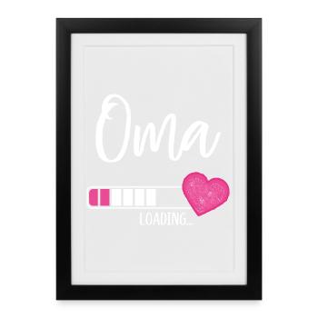 Oma Loading Herz Enkelin Mädchen Werdende Oma - Gerahmtes Poster (27 × 37 cm) - Schwarz - Vorne