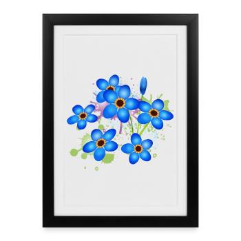 bright blue forget-me-not graffiti - Framed poster (27 × 37 cm) - black - Front