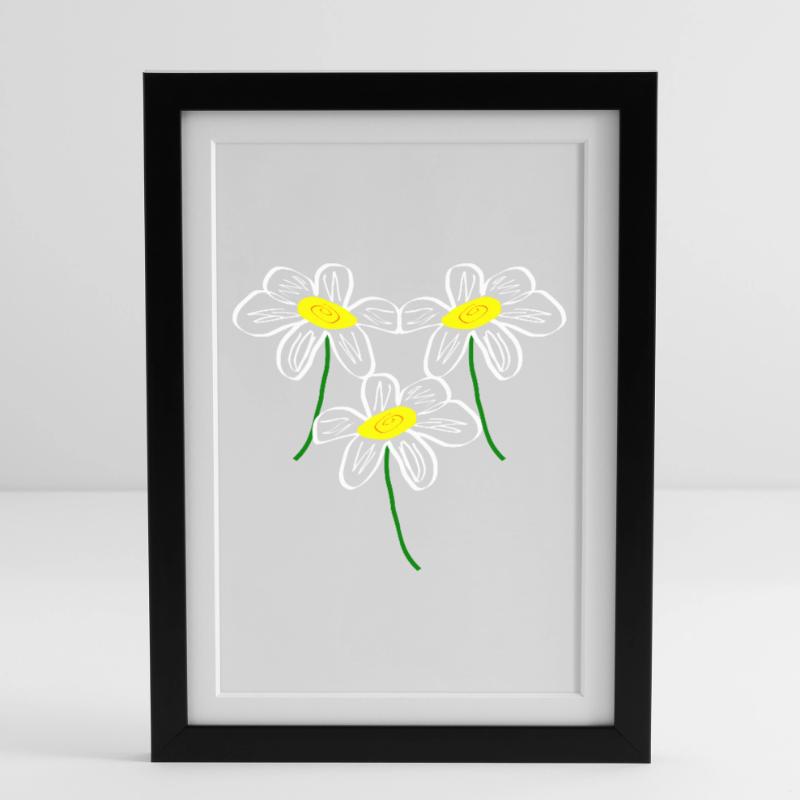 Fleur Blanche Fleurs Blanches Fleurs Blanches Fleurs Blanches Affiche encadrée (27 × 37 cm)