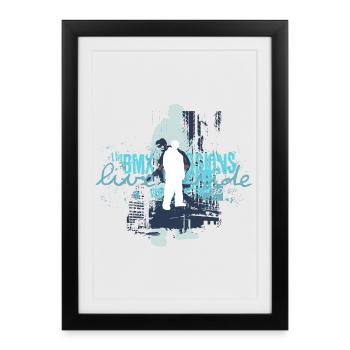 bmx champion - Affiche encadrée (27 × 37 cm) - noir - Devant