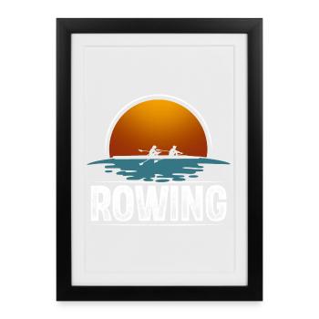 Rameur Rameur Bateau d’aviron Vintage - Affiche encadrée (27 × 37 cm) - noir - Devant