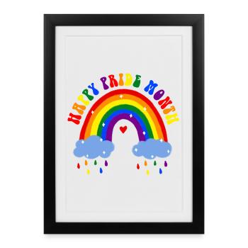 Joyeux mois de la fierté LGBT Rainbow - Affiche encadrée (27 × 37 cm) - noir - Devant