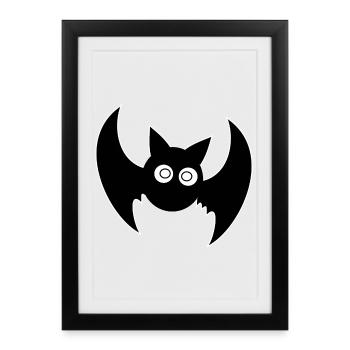 Halloween T-shirt bat spooky cute shirt - Framed poster (27 × 37 cm) - black - Front
