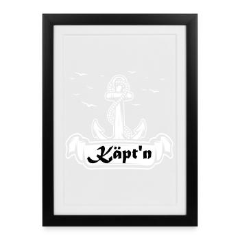 Captain Anchor Seafaring Logo - Framed poster (27 × 37 cm) - black - Front