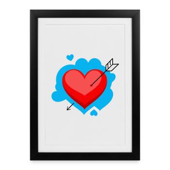 Heart with arrow and loving details - Framed poster (27 × 37 cm) - black - Front